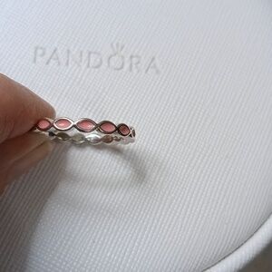 Pandora Vintage Stirling Silver And Pink Enamel Joy Ring